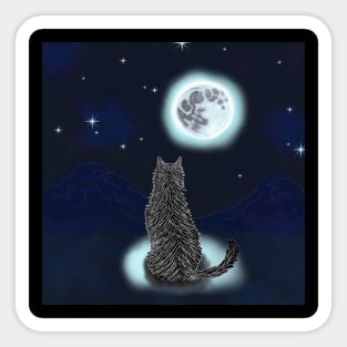 The Cat Caught in Moonlight Sticker